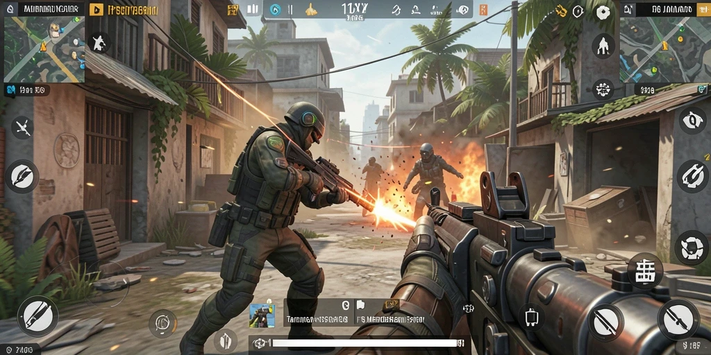 Screenshot 116X menampilkan aksi tembak-menembak yang intens dan grafis memukau.