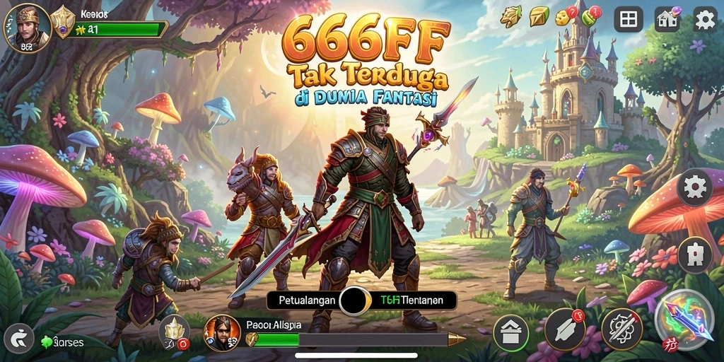 Gameplay seru dan menantang dalam 666FF saat menjelajahi dunia fantasi.