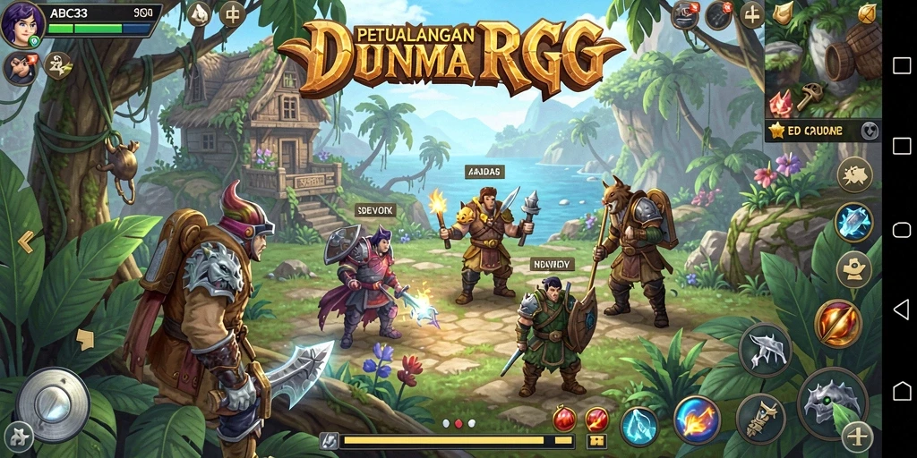 Tangkapan layar utama ABC33 menampilkan aksi pertempuran yang mendebarkan dalam dunia RPG.