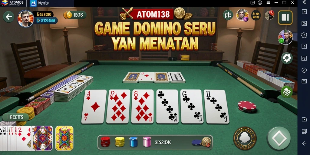Screenshot ATOM138 menampilkan gameplay domino yang menarik.