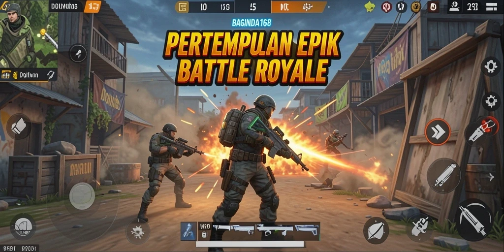 Screenshot BAGINDA168 menampilkan pertempuran seru dalam mode Battle Royale.