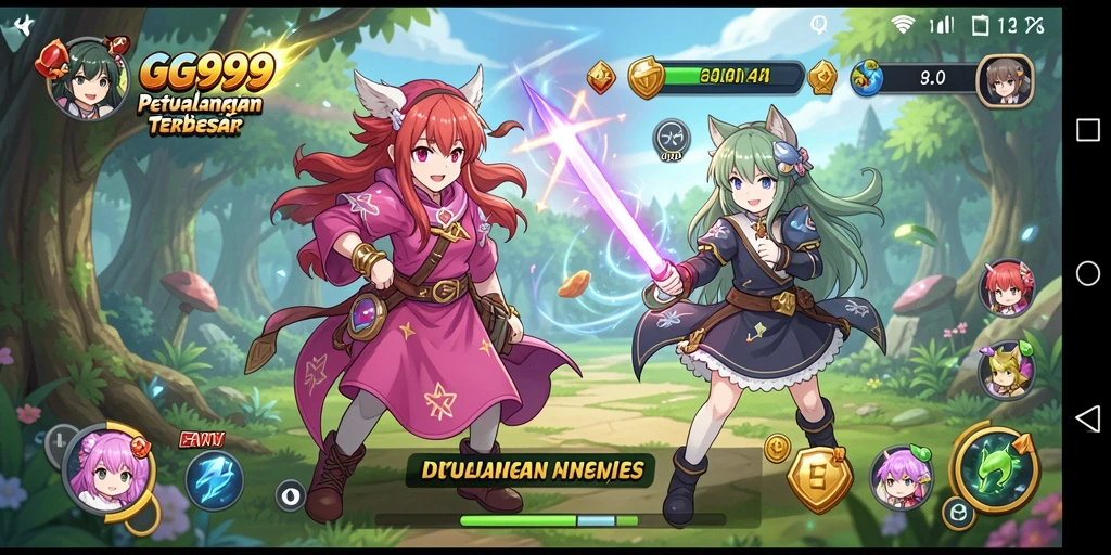 Screenshot menunjukkan karakter anime dalam pertarungan dinamis.