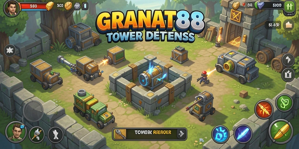 Screenshot gameplay Tower Defense yang mendebarkan di GRANAT88.