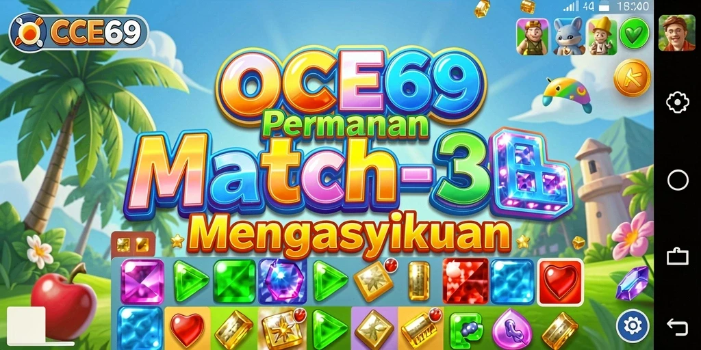 Tampilan gameplay OCE69 dengan elemen Match-3 yang menantang.