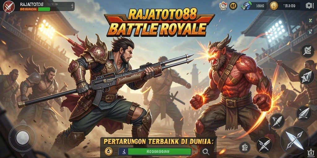 Tangkapan layar dari gameplay seru di RAJATOTO88 Battle Royale.