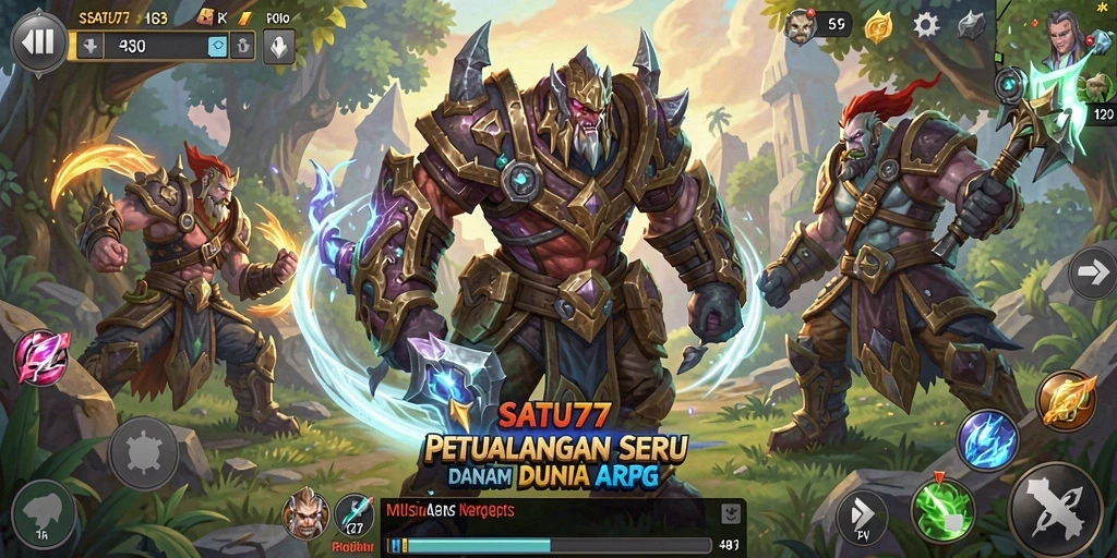 Tampilan gameplay seru di dunia fantasi SATU77.
