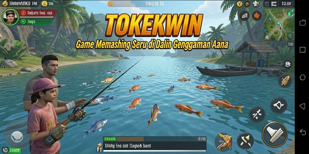 Tampilan gameplay TOKEKWIN yang menarik di lokasi memancing.