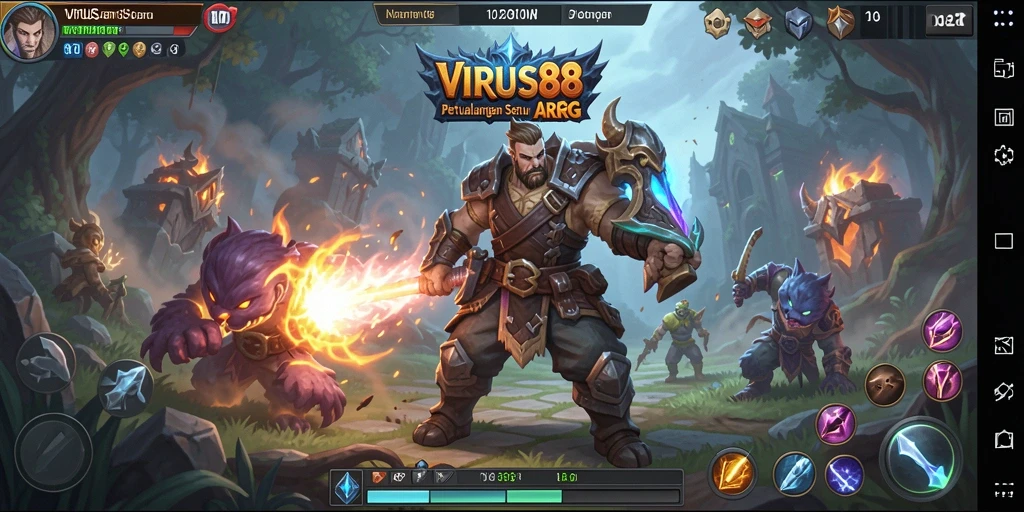 Tampilan pertarungan epik dalam game VIRUS88.